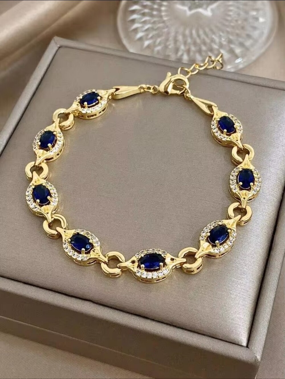 Multicolor Sapphire Bracelet 18k Real Gold Plated, Anti-fading Luxury Vintage - Picture 2 of 11